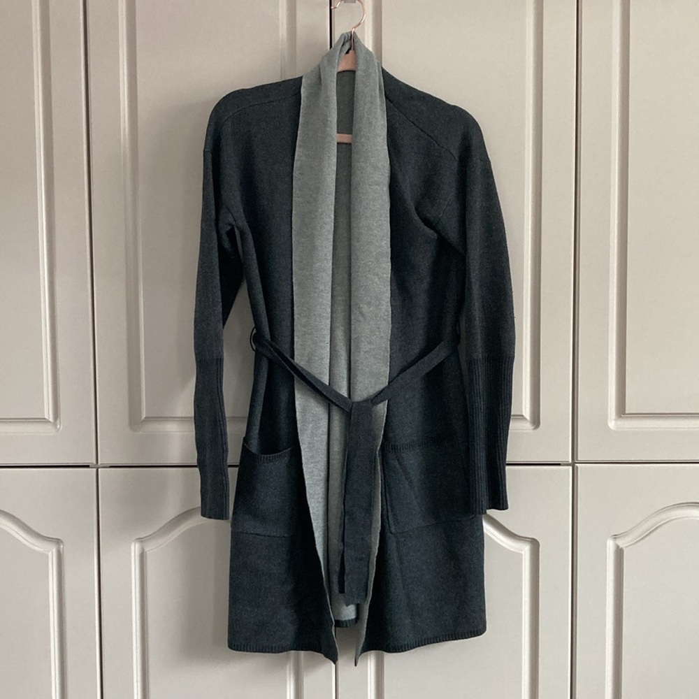 Dynamite Charcoal Grey Duster / Cardigan with Waist Tie